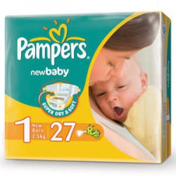 Подгузники, Pampers (Памперс) 2-5 кг р. 1 27 шт ньюборн