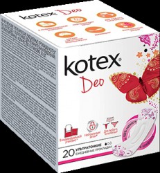 Прокладки женские ежедневные, Kotex (Котекс) 20 шт ультратонкие ДЕО