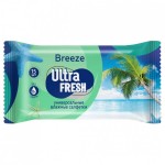 Салфетки влажные, Ultra Fresh (Ультра фреш) 15 шт бриз универсальные с клапаном